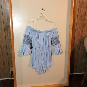 New light blue “Hint of Blush” romper